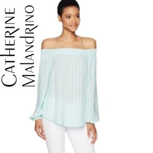 Catherine Malandrino Mint Green Off the Shoulder Blouse